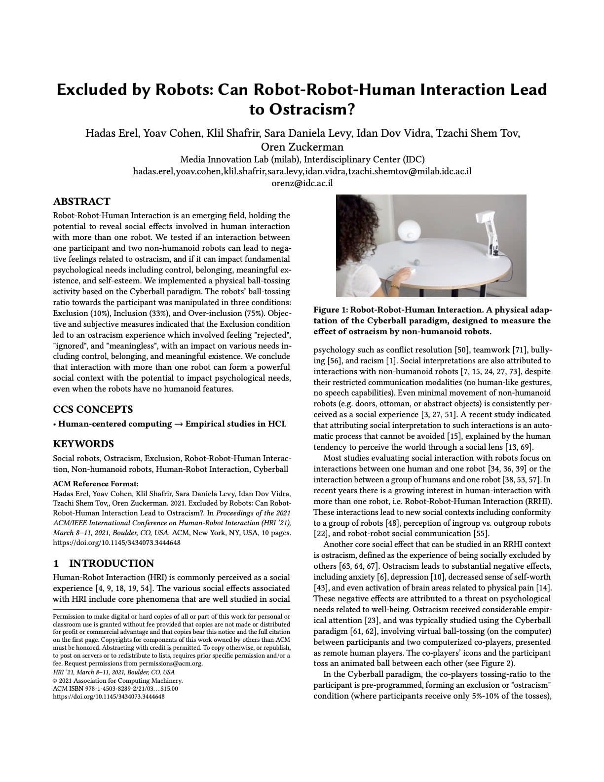 Excluded by Robots - A Human-Robot-Robot Interaction study, page 1