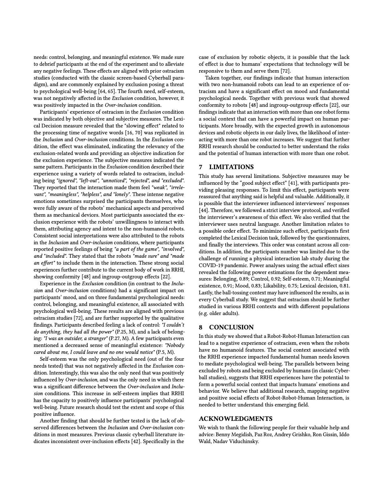 Excluded by Robots - A Human-Robot-Robot Interaction study, page 8